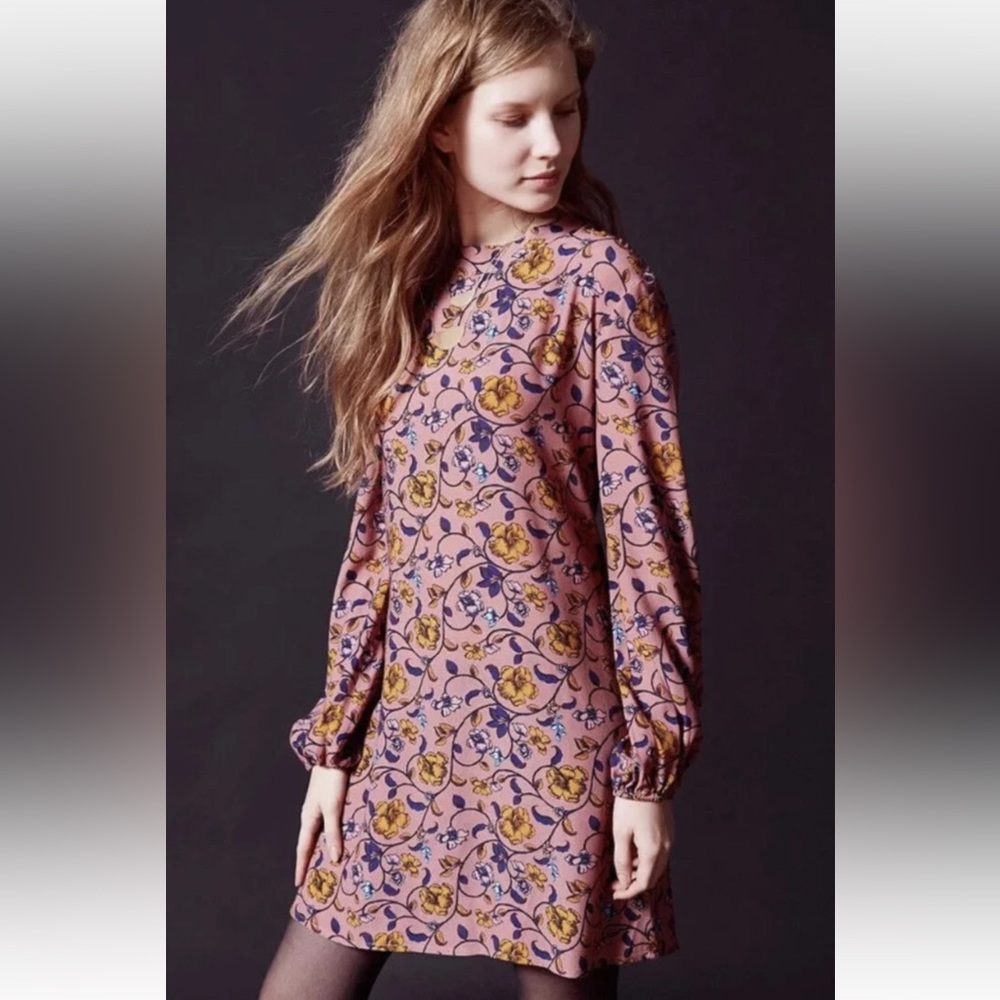 For Love & Lemons Floral vine wine tasting Long Sleeve mini Dress S